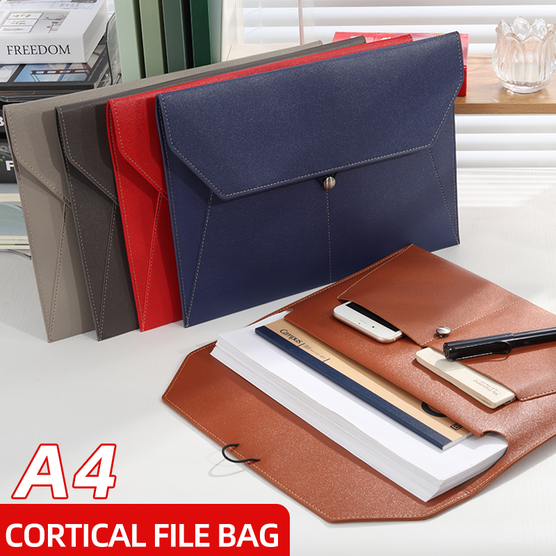 Portfolio Folder Zip - A4 Business Leather File Bag Multi-function