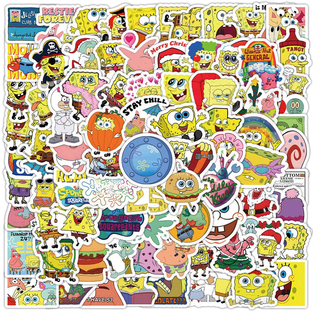 Memo Pad Sticky - 100pcs Kawaii SpongeBob Cartoon SquarePants Graffiti