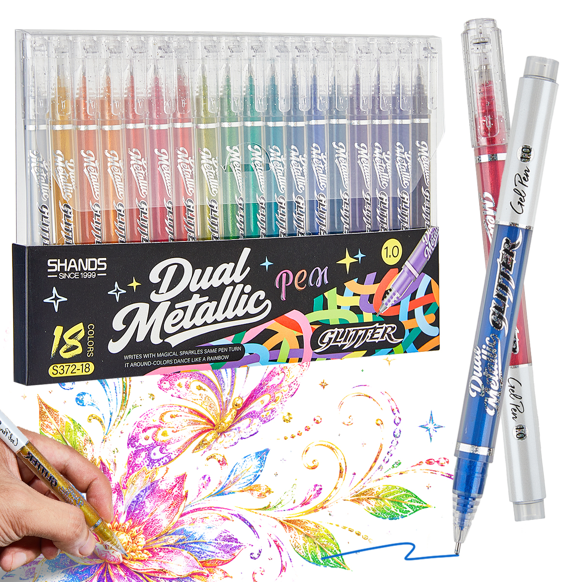 Gel Ink Pen Set - Sparkly Glitter Gel Pens Set 12/18Pcs