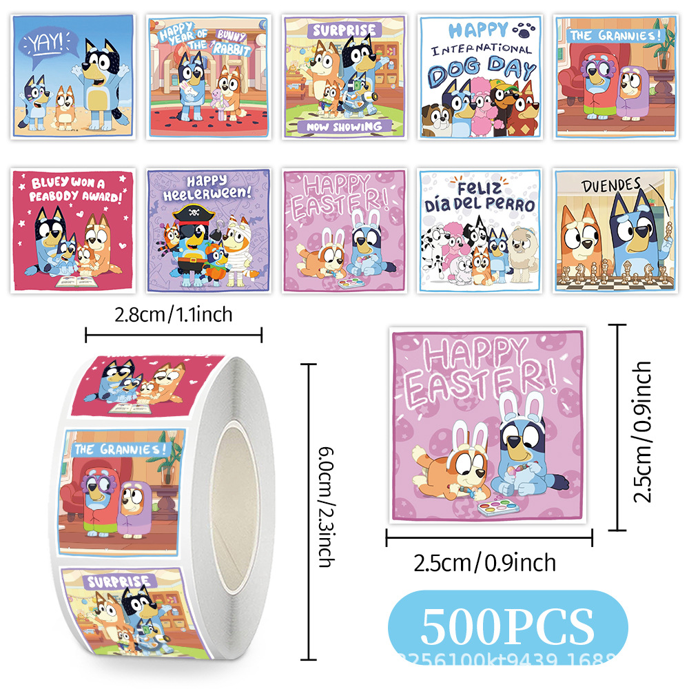 Memo Pad Sticky - Wholesale 500Pcs/Roll Bluey Stickers DIY Journal
