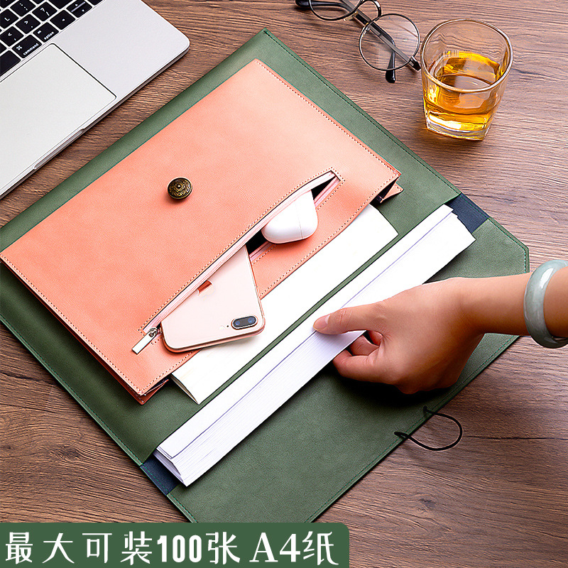 Leather File Bag A4 Paper File - огляд і ціна Portfolio Folder Zip