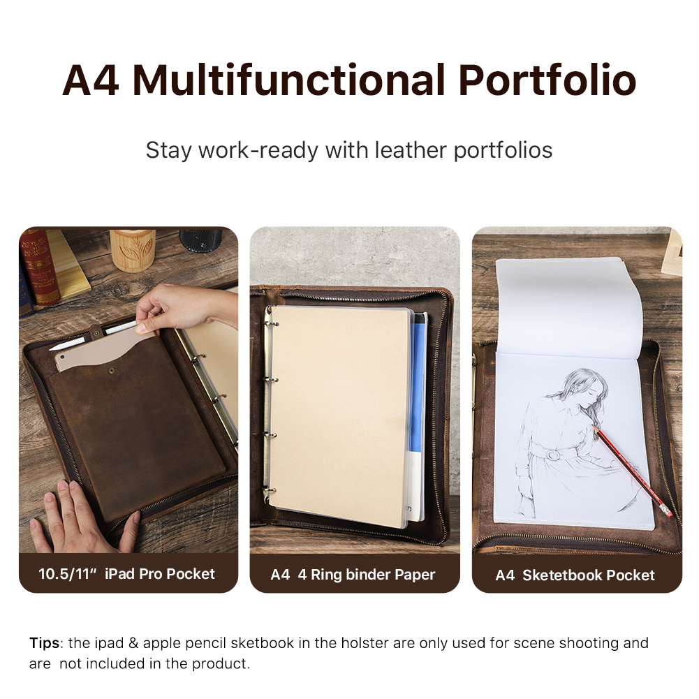 Luxury Retro A4 Cowhide Busine - огляд і ціна Portfolio Folder Zip