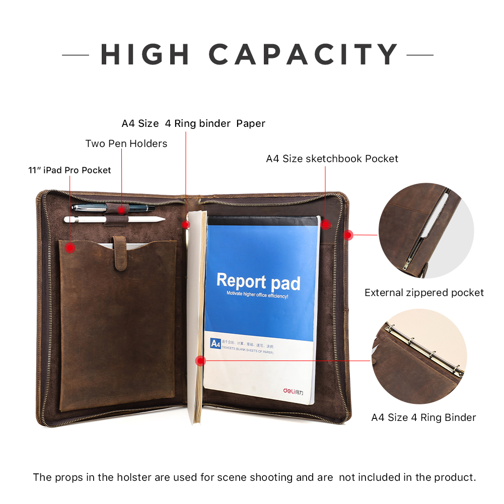 Luxury Retro A4 Cowhide Busine - огляд і ціна Portfolio Folder Zip