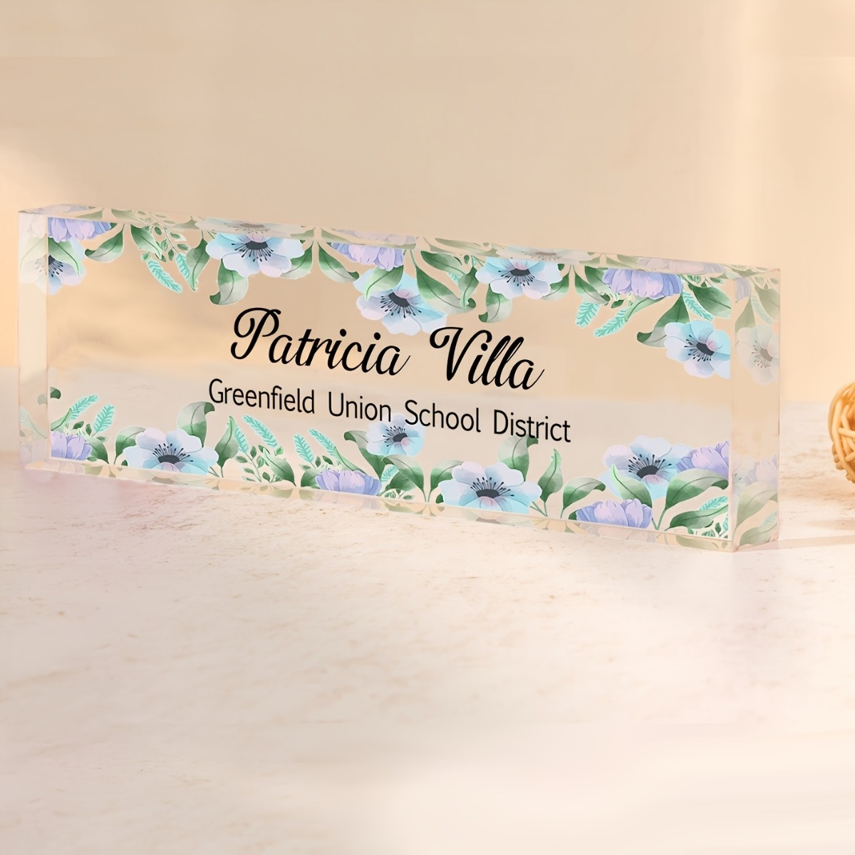 [2D Flat] Floral Pattern Acryl - огляд і ціна Desk Name Plate