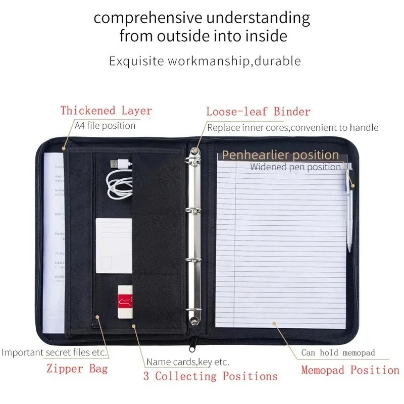 Large Black Business Portfolio - огляд і ціна Portfolio Folder Zip