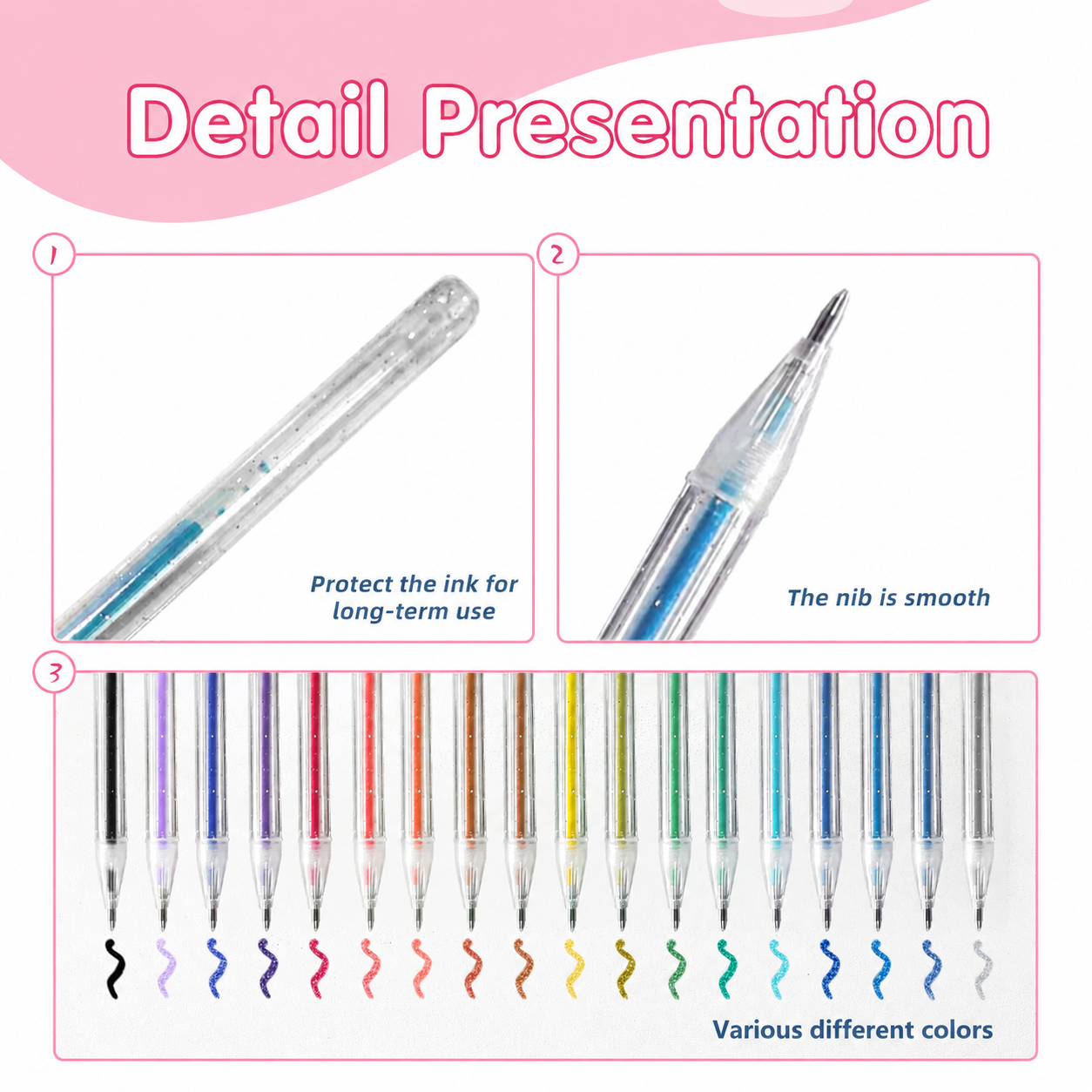 8-60 Colors Glitter Gel Pen Se - огляд і ціна Gel Ink Pen Set