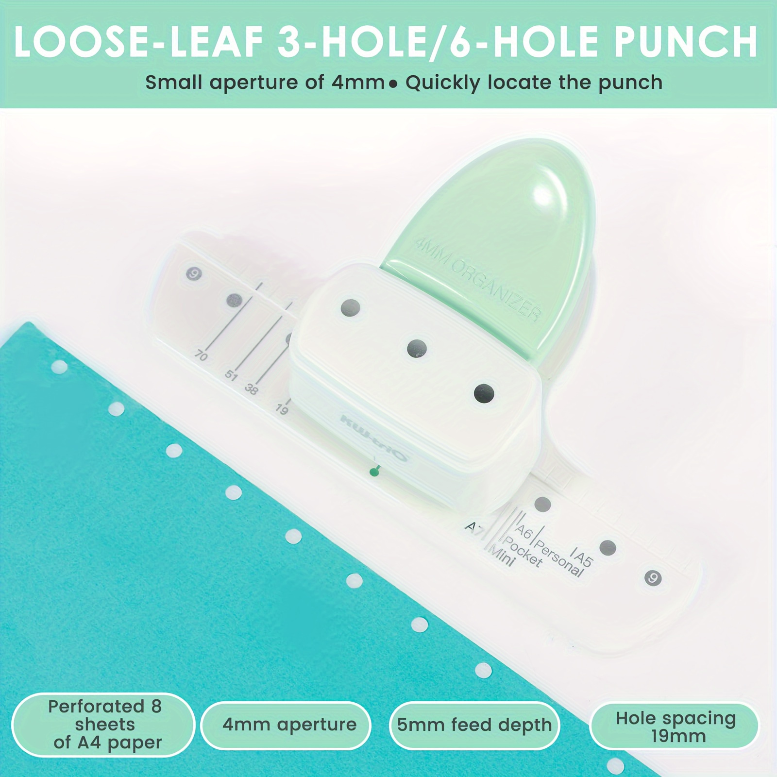1pc Green 3-Hole Paper Punch,  - огляд і ціна Paper Punch 3 Hole
