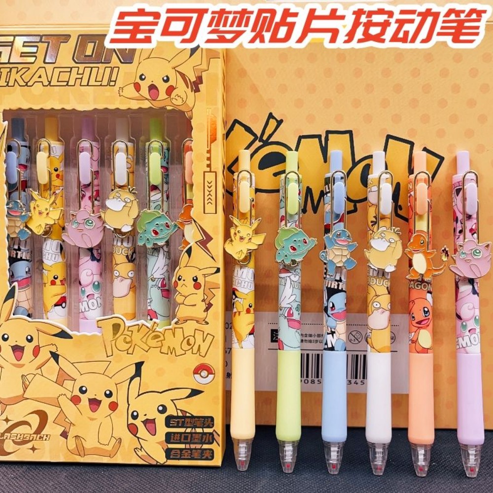 6pcs Pokemon Patch Press Pen S - огляд і ціна Office Supply Office Stationery Items